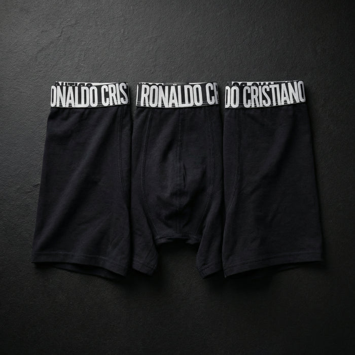 CR7 Cristiano Ronaldo Men’s Black Cotton Trunks – Pack of 3 | Premium Comfort & Athletic Fit - Image 3